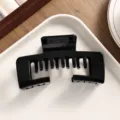 Pinza de pelo rectangular negra para mujer, pinza cangrejo de resina brillante accesorio. - Negro Brillante
