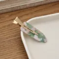 Acetate drop duckbill hair clip green pink geometric bangs clip stylish hair accessories - Heather Green