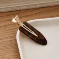 Acetate Hair Clip Duckbill Geometric Bangs Clip Gold Accent Side Hairpin Daily Commute - Caramel color