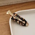Acetate teardrop duckbill hair clip in stylish tortoiseshell pattern with gold tone finish. - Coffee Color & Pattern