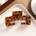 Brown Tortoise Shell Hair Claw Clip Matte Square Hair Catch for Women Thick Hair Styling - Frosted Caramel Brown Hair Claw