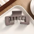 Matte brown square hair claw clip, stylish back head shark clip for women and girls daily use. - Frosted Dark Brown Hair Claw