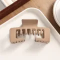 Matte brown square hair claw clip, 10.5cm large shark clip for women and girls daily styling. - Frosted Khaki Hair Claw