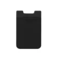Primo piano dettagliato del porta carte in Lycra elastica nera per telefono, design a U. - Nero