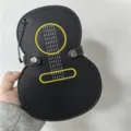 Pochette en cuir pour médiator de guitare étui de rangement créatif support noir avec bouton - 12.7x16.5cm / Noir