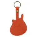 Étui porte-médiator de guitare en cuir orange avec anneau porte-clés et bouton-pression. - 6.7x13.5cm / Orange