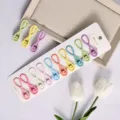 Bonito conjunto de pinzas de pelo color dopamina, pasadores laterales para niños. - Estilo Lazo / 10 Piezas/Paquete