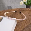 Diadema Cristal Strass Rosa Cinta Pelo Dulce Elegante Accesorio Mujer Diario - Rosa