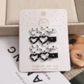 Lot de 4 pinces à cheveux cœur creux mat 3cm jolies pinces bec de canard filles - Ensemble de 4 Pièces Double Cœur / 4 Pièces/Paquet