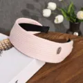 Bandeau à cheveux large en tricot rose pour femme accessoire de coiffure élégant quotidien - Rose