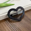 Pinza de pelo de corazón con purpurina negra, estilo dulce y cool BB clip para flequillo. - Corazón / Negro
