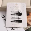 Lot de 4 pinces à cheveux à pois pour filles, barrettes élégantes noir et blanc. - Parure 4 Pièces Goutte / 4 Pièces/Paquet