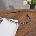 Retro Kristall Strass Haarreif süßer glänzender Haarschmuck für Damen elegante Alltagsaccessoires - Blau