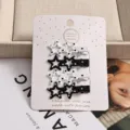 4 Pcs 3cm Pinces À Cheveux Étoile Noir Blanc Pois Bec De Canard Pinces Pour Femmes Filles - Ensemble de 4 Pièces Étoile à Cinq Branches / 4 Pièces/Paquet