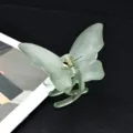 Green frosted acrylic butterfly hair claw clip, elegant half up hair styling accessory for women. - Light Green