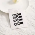 Black heart duckbill hair clips set, sweet style variant clip for women daily styling. - Double Heart 4-Piece Set / Black