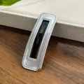Pinza para el pelo de cuero plateado para mujeres y niñas, accesorio de pelo elegante - Cuero Plateado Cuadrado Recortado