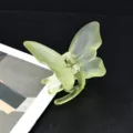 Green frosted acrylic butterfly hair claw clip for women sweet hair accessory variant - Lime Green