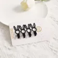 Cute black rabbit hair clips set of 4 sweet duckbill clips for daily styling. - Rabbit 4-Piece Set / Black