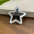 Pinza de pelo de estrella plateada pasador metalico bonito clip lateral accesorio de moda para ninas. - Cuero Plateado Pentagrama