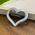 Pinza de pelo de cuero plateado en forma de corazón, elegante horquilla lateral para flequillo. - Cuero Plateado Corazón