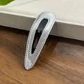 Silver metal style snap hair clip for women and girls, stylish side bang pin hairpin accessory. - Silver Leather Teardrop