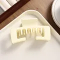 Matte square hair claw clip for women, chic hair styling accessory, solid cream color, 10.5cm - Frosted Off-White Hair Claw