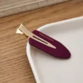 Purple acetate teardrop hair clip with gold metal clip, elegant daily styling accessory. - Purple