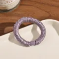 Grey pleated satin hair scrunchie elastic hair band for women daily stylish accessories - Milk Tea