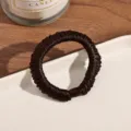 Brown satin scrunchie hair tie elastic thick rubber band minimalist elegant hair accessory - Dark Coffee