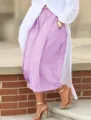 Casual solid color wide leg cropped pants for women comfortable daily fashion style - Light Purple