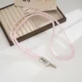 Pink spiral phone lanyard crossbody strap, durable TPU anti-loss rope for outdoor daily use. - Spiral Telephone Wire Lanyard (K6644) / Pink