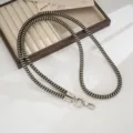Metallic phone lanyard crossbody chain stylish spiral strap long anti-lost rope. - Spiral Telephone Wire Lanyard (K6646) / Black