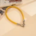 Yellow PU leather phone wrist strap short lanyard hand chain with metal double clasps - Turmeric