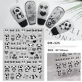 Gedetailleerd overzicht van schattige 3D panda nagelstickers, ultra-dunne manicurestickers. - DH-525