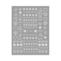 Detailweergave van 3D hart nagelsticker vel met leuke Engelse zinnen en diverse vormen. - DH-1081 / Zilver