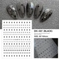 Gedetailleerd overzicht van 3D sterren nagelstickers, zwart en metallisch mini stickervel. - Zwart