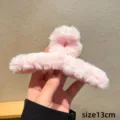 Pinza de pelo de felpa rosa gran pinza mullida accesorios de invierno lindos 13cm - 13cm / Rosa