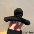 Otoño invierno pinza de pelo de peluche grande color negro pinza tiburón esponjosa 13cm - 13cm / Negro