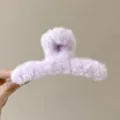 Large fluffy hair claw clip in soft purple winter style for elegant daily styling 1pc - 13cm / Purple