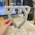 Bandeau oreilles de chat en peluche pour le visage, cerceau à cheveux mignon pour femmes. - 9# Bandeau Oreilles de Chat en Peluche Gris