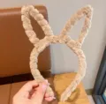 Serre-tête en peluche avec oreilles d'animaux pour femme, mignon bandeau kaki, accessoire doux. - 14# Bandeau Oreilles de Lapin en Peluche Café Foncé