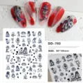 Donkere gotische 3D nagelstickers vel, schattig cartoon meisje ontwerp, ultradun zelfklevend. - Donkere Gotische Stijl (DD-793)