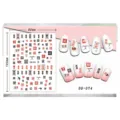 Gedetailleerd overzicht van Chinese karakter nagelstickers met afmetingen en stijlen. - Traditionele Kalligrafie Stijl (DD-074)