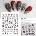 Gedetailleerd overzicht van 3D donkere schattige meisjes en katten nagelsticker vel voor manicure. - Schattige Kat Stijl (DD-796)