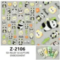 5D reliëf schattige panda nail art stickers en in reliëf klevende nagelstickers. - Z-2106