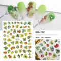 Detailweergave van 3D botanische bladeren nail art stickers met close-up texturen. - DD-752