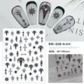 3D zwarte geometrische nail art stickers gotische stijl ultra dunne decal 80x105mm - DH-526 Zwart / 80x105mm / Zwart