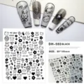 3D cute cartoon nail stickers bear rabbit pattern self-adhesive nail art decals 80x105mm - Black
