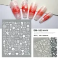 Ultradunne 3D witte nagelkunststickers met schattige cartoonontwerpen, strikken en beren. - Wit